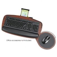 Safco 2143MH Premier Series Keyboard Platform with Control Zone, 6" Adjustable Height, 9'' Dia. Mouse tray, + 10° Tilt, - 15° Tilt and 360° Swivel, 21" W x 11.50" D x 0.25" H, Mahogany Color, UPC 073555214345 (2143MH 2143-MH 2143 MH SAFCO2143MH SAFCO-2143MH SAFCO 2143MH) 