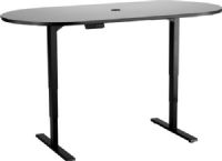 Safco 2544GRBL Electric Height-Adjustable Teaming Table, Racetrack, 72" x 36", Bistro-height, Racetrack tabletop - 72 x 36", 42.50"W x 27.50" D x 2.75" H Base Dimensions, Rated up to 350 lbs, Adjusts from 24.50" to 50"H, including 1" work surface at 1.5" per second, 1" High Pressure Laminate Top Material Thickness, Black base, Gray top Finish, UPC 073555254426 (2544GRBL 2544-GR-BL 2544 GR BL SAFCO2544GRBL SAFCO-2544-GR-BL SAFCO 2544 GR BL) 
