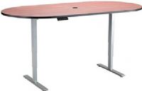 Safco 2544CYGR Electric Height-Adjustable Teaming Table, Racetrack, 72" x 36", Bistro-height, Racetrack tabletop - 72 x 36", 42.50"W x 27.50" D x 2.75" H Base Dimensions, Rated up to 350 lbs, Adjusts from 24.50" to 50"H, including 1" work surface at 1.5" per second, 1" High Pressure Laminate Top Material Thickness, Cherry top, Gray base Finish, UPC 073555254464 (2544CYGR 2544-CY-GR 2544 CY GR SAFCO2544CYGR SAFCO-2544-CY-GR SAFCO 2544 CY GR) 