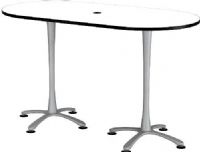 Safco 2550DWSL Cha-Cha Bistro-Height Racetrack Conference Table, All tops have 1", high-pressure laminate with 3mm vinyl t-molded edging, Racetrack Top - 72" x 36" Bistro-height, With x style base, Leg levelers for uneven surfaces, White top, Silver base, UPC 073555255041 (2550DWSL 2550-DW-SL 2550 DW SL SAFCO2550DWSL SAFCO-2550-DW-SL SAFCO 2550 DW SL) 