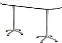 Safco 2551DWSL Cha-Cha Conference Table Racetrack, All tops have 1", high-pressure laminate with 3mm vinyl t-molded edging, Racetrack top - 84 x 36" Bistro-Height, X style base, Leg levelers for uneven surfaces,  Designer White top and Metallic Gray base, UPC 073555255140 (2551DWSL 2551-DW-SL 2551 DW SL SAFCO2551DWSL SAFCO-2551-DW-SL SAFCO 2551 DW SL) 