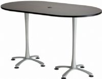 Safco 2552ANSL Cha-Cha Bistro-Height Teaming Table, All tops have 1", high-pressure laminate with 3mm vinyl t-molded edging, Racetrack top - 72" x 42" Bistro-Height, X style base, Leg levelers for uneven surfaces, Asian night top and metallic gray base, UPC 073555255287 (2552ANSL 2552-AN-SL 2552 AN SL SAFCO2552ANSL SAFCO-2552-AN-SL SAFCO 2552 AN SL) 