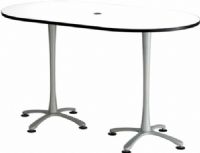 Safco 2552DWSL Cha-Cha Bistro-Height Teaming Table, All tops have 1", high-pressure laminate with 3mm vinyl t-molded edging, Racetrack top - 72" x 42" Bistro-Height, X style base, Leg levelers for uneven surfaces, White top and metallic gray base, UPC 073555255249 (2552DWSL 2552-DW-SL 2552 DW SL SAFCO2552DWSL SAFCO-2552-DW-SL SAFCO 2552 DW SL) 