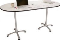 Safco 2590DESL Cha-Cha Bistro-Height Table, Dry-Erase Top, Silver Base, 36" H x 72" W, Leg levelers for uneven surfaces, Optional center grommet for cable management and pull-up power module with USB charging ports, UPC 073555259049 (2590DESL 2590-DE-SL 2590 DE SL SAFCO2590DESL SAFCO-2590-DE-SL SAFCO 2590 DE SL) 