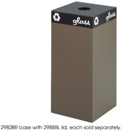 Safco 2982BR Public Square Brown Base, 31 gal Capacity, Square Shape, Steel Material, Recycling Waste receptacle type, Industrial recycling bin Container Type, Lid with Opening Battery Operated, Express your environmental stance and encourage recycling, UPC 073555298284 (2982BR 2982-BR 2982 BR SAFCO2982BR SAFCO-2982BR SAFCO 2982BR)