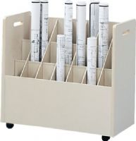 Safco 3043 Mobile Roll File, Grandstand design with square tubes, 2'' Swivel casters, 21 compartments, 3.75" x 3.75" Compartment, 29.25" H x 30.25" W x 15.75" D Overall, Textured putty vinyl laminate finish, UPC 073555304305 (3043 SAFCO3043 SAFCO-3043 SAFCO 3043) 