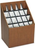 Safco 3081 Upright Roll File, 20 Compartments, Store and organize your documents, Compact desk-side file, Square tube openings, Plastic molding to prevent tears and snags, 15" W x 12" D x 22" H, Walnut Color, UPC 073555308105, Walnut Finish (3081 SAFCO3081 SAFCO-3081 SAFCO 3081) 