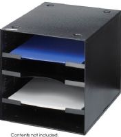 Safco 3112BL Desktop Organizer Steel Construction, Steel Desktop Organizer, 4 Compartment, Units can be stacked up to three high for additional storage, 10" H x 11" W x 12" D Overall, Black Color, UPC 073555311228  (3112BL 3112-BL 3112 BL SAFCO3112BL SAFCO-3112BL SAFCO 3112BL) 