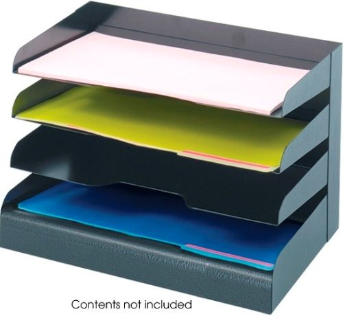 Safco 3130BL 4-Tier Tray - Legal-Size, 4 Tier Tiers, Powder Coated Finishing,Black Color, Steel Material, 15.25