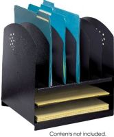 Safco 3166BL Combination Desk Rack, Six upright and two horizontal sections, Accommodates letter-size material, Decorative design on end panels, All steel construction with mar-resistant powder coat finish, 12.25" W x 11.25" D x 12.75" H, UPC 073555316629 (3166BL 3166-BL 3166 BL SAFCO3166BL SAFCO-3166BL SAFCO 3166BL) 