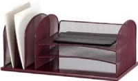 Safco 3254WE Onyx™ 3 Horizontal/3 Upright sections, Three trays for letter size documents, 2" wide upright sections on the left, Fit file folders and small binders, Steel mesh construction, 8.25" - 8.25" Adjustability - Height, Perfect for desk storage that can be easily accessed, Wine Color, UPC 073555325461 (3254WE 3254-WE 3254 WE SAFCO3254WE SAFCO-3254WE SAFCO 3254WE)  