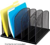 Safco 3256BL Onyx 5 Upright Sections, Five 2" wide vertical sections, Holds file folders or binders, Steel mesh construction, 12.5" W x 11.25" D x 6.25" H Overall, Black Color, UPC 073555325621 (3256BL 3256-BL 3256 BL SAFCO3256BL SAFCO-3256BL SAFCO 3256BL) 