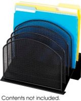 Safco 3257BL Onyx™ 5 Tiered Sections, Five 1" wide tiered sections, Keeps your work in view, Steel mesh construction, Holds file folders or small binders, 11.25" W x 7.25" D x 12" H, Black Color,  UPC 073555325720 (3257BL 3257-BL 3257 BL SAFCO3257BL SAFCO-3257BL SAFCO 3257BL) 