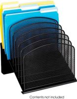 Safco 3258BL Onyx™ Eight Tiered Sections, Eight 1" wide tiered sections, Holds file folders or small binders, Keeps your work in view, Steel mesh construction, Black Color, UPC 073555325829 (3258BL 3258-BL 3258 BL SAFCO3258BL SAFCO-3258BL SAFCO 3258BL) 