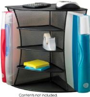 Safco 3261BL Onyx™ Mesh Desk Corner Organizer, Organize your small items with files in reach on the side, Can be used as a corner organizer or as a radius organizer, Designed to hold binders, notebooks, file folders, CD's etc, Steel mesh construction, 6 Number of compartments, UPC 073555326123 (3261BL 3261-BL 3261 BL SAFCO3261BL SAFCO-3261BL SAFCO 3261BL) 