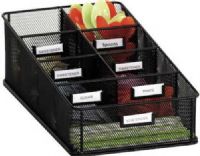 Safco 3291BL Onyx Condiment Carton, 6 equal-sized compartments, 5.25" - 5.25" Adjustability - Height, 1 larger compartment, Labels and label holders, Made of steel mesh, Durable powder coat finish, UPC 073555329124 (3291BL 3291-BL 3291 BL SAFCO3291BL SAFCO-3291-BL SAFCO 3291 BL) 