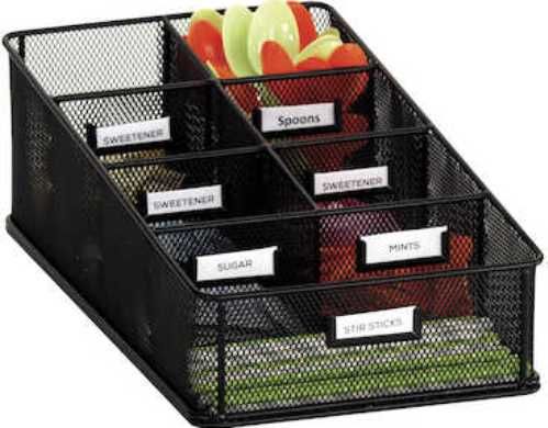 Safco 3291BL Onyx Condiment Carton, 6 equal-sized compartments, 5.25