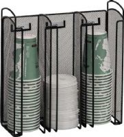 Safco 3292BL Onyx Cup & Lid Holder, 13.25" - 13.25" Adjustability - Height, Three compartments, Labels and label holders, Metal wire handles, Steel mesh construction, Black powder coat finish, UPC 073555329223 (3292BL 3292-BL 3292 BL SAFCO3292BL SAFCO-S3292-BL SAFCO 3292 BL) 