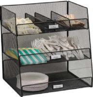 Safco 3293BL Safco 3293BL Onyx Break Room Organizer, 3 large compartments, 15" - 15" Adjustability - Height, Removable and adjustable dividers, Labels and label holders, Steel mesh construction, Powder coat finish, For coffee pods, K-cups, and other supplies, UPC 073555329322 (3293BL 3293-BL 3293 BL SAFCO3293BL SAFCO-3293-BL SAFCO 3293 BL) 