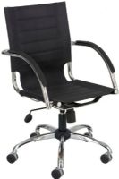 Safco 3456BS Flaunt Series Managerial Chair, Mid-back and chrome frame, Cool chrome frame and padded loop arms, Five-star base with casters for easy mobility, 18" W x 18" D Seat, 25" W x 25" D Overall, 37" Minimum Overall Height - Top to Bottom, 40" Maximum Overall Height - Top to Bottom, 360 Degree swivel, Pneumatic seat height adjustment, Tilt lock and tilt tension, Black Micro Fiber Finish, UPC 073555345636 (3456BS 3456-BS 3456 BS SAFCO3456BS SAFCO-3456BS SAFCO 3456BS) 