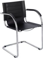 Safco 3457BL Flaunt Guest Chair Black Leather, 250 lb Maximum Load Capacity, Leather Seat Material, Black Seat Color, 18" Maximum Seat Height, 18" Seat Width, 17" Seat Depth, 15.50" Back Height, 18" Back Width, Steel Frame Material, Black Color, UPC 073555345704 (3457BL 3457-BL 3457 BL SAFCO3457BL SAFCO-3457BL SAFCO 3457BL) 