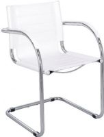 Safco 3457WH Flaunt Guest Chair Leather, 250 lb Maximum Load Capacity, Leather Seat Material, White Seat Color, 18" Maximum Seat Height, 18" Seat Width, 17" Seat Depth, 15.50" Back Height, 18" Back Width, Steel Frame Material, White Color, UPC 073555345797 (3457WH 3457-WH 3457 WH SAFCO3457WH SAFCO-3457WH SAFCO 3457WH) 