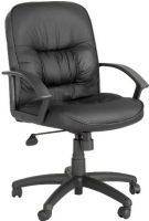 Safco 3472BL Serenity Mid Back Executive Seating, 37" - 41" Height, 21" Back Width, 250 Max Weight, 17" - 21" Seat Height, 19.5" Seat Depth, 22.5" Back Height from Seat, 21" Seat Width, 26" dia. x 37" to 41" H. Dimensions, Black Powdercoated Frame, Recycled Black Leather Upholstery, Padded Seating, Pneumatic Seat Height Adjustable, Tilt Tension & Tilt Lock, 360-Degree Swivel, UPC 073555347227 (3472BL 3472-BL 3472 BL SAFCO3472BL SAFCO-3472BL SAFCO 3472BL) 