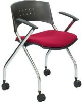 Safco 3481BG xtc. Upholstered Nesting Chair, Dual Wheel Carpet Casters, Steel / Plastic Material, 19.25" W x 8.5" H Back Dimensions, 17.75" W x 17.75" D Seat Dimensions, 18" Seat Height, 250 Lbs Weight Capacity, Arms Integrated, Set of 2, Burgundy Color, UPC 073555348118 (3481BG 3481-BG 3481 BG SAFCO3481BG SAFCO-3481BG SAFCO 3481BG) 