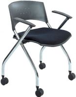 Safco 3481BL xtc. Upholstered Nesting Chair, Dual Wheel Carpet Casters, Steel / Plastic Material, 19.25" W x 8.5" H Back Dimensions, 17.75" W x 17.75" D Seat Dimensions, 18" Seat Height, 250 Lbs Weight Capacity, Arms Integrated, Set of 2, Black Color, UPC 073555348125 (3481BL 3481-BL 3481 BL SAFCO3481BL SAFCO-3481BL SAFCO 3481BL) 