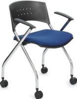 Safco 3481BU xtc. Upholstered Nesting Chair, Dual Wheel Carpet Casters, Steel / Plastic Material, 19.25" W x 8.5" H Back Dimensions, 17.75" W x 17.75" D Seat Dimensions, 18" Seat Height, 250 Lbs Weight Capacity, Arms Integrated, Set of 2, Blue Color, UPC 073555348156 (3481BU 3481-BU 3481 BU SAFCO3481BU SAFCO-3481BU SAFCO 3481BU) 