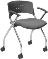 Safco 3481GR xtc. Upholstered Nesting Chair, Dual Wheel Carpet Casters, Steel / Plastic Material, 19.25" W x 8.5" H Back Dimensions, 17.75" W x 17.75" D Seat Dimensions, 18" Seat Height, 250 Lbs Weight Capacity, Arms Integrated, Set of 2, Gray Color, UPC 073555348132 (3481GR 3481-GR 3481 GR SAFCO3481GR SAFCO-3481GR SAFCO 3481GR) 