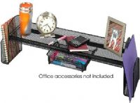 Safco 3604BL Onyx™ Mesh Off-Surface Shelf, Desk accessories can be stored above the work surface, 8.75" sliding pull out drawer for additional storage, Two uprights shelves can store books and binders, Black Color, UPC 073555360424  (3604BL 3604-BL 3604 BL SAFCO3604BL SAFCO-3604BL SAFCO 3604BL) 
