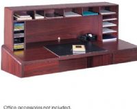 Safco 3661MH High Clearance Desk Top Organizer, 75 lbs Capacity - Shelf, Divider Adjustability 5 increments, 3 x 9" W x 11.25" D Literature Tray, 5/8" Material Thickness, 57.50" W x 12" D x 18" H, Mahogany Finish UPC 073555366129 (3661 MH 3661-MH 3661MH SAFCO3661MH SAFCO-3661MH SAFCO 3661MH) 