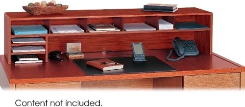 Safco 3671CY Low Profile Desk Top Organizer, Single width shelf with five 3.75'' shelf dividers and 2 literature trays, Measures only 12