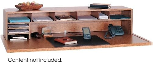 Safco 3671MO Low Profile Desk Top Organizer, Single width shelf with five 3.75'' shelf dividers and 2 literature trays, Measures only 12
