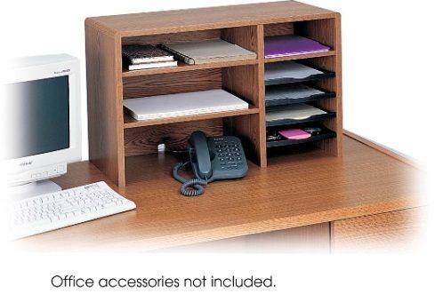 Safco 3692MO Compact Desk Top Organizer, Furniture-grade compressed wood cabinetry with durable and attractive melamine finish, 17