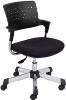 Safco 4012BL Spry Task Chair, Seat is contoured sculpted foam air, Chrome base and frame, Perforated back, Radius conforms to your back, Set back arms, 25" W x 24"D x 32.75" - 36.25"H, Black Color, UPC 073555401226 (4012BL 4012-BL 4012 BL SAFCO4012BL SAFCO-4012BL SAFCO 4012BL) 