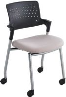Safco 4013BE Spry Guest Chair, 1 Seating Capacity, 18.5" W x 18" D Seat, 11.5" H x 16" W Back, Chrome base and frame, Set back arms, Minimize pressure points and give you a relaxing sit, Perforated back allows for enhanced circulation, Pneumatic seat height adjustment, 32.25" H x 21.5" W x 20" D Overall, Beige Seat Color, Black Back Color, UPC 073555401349 (4013BE 4013-BE 4013 BE SAFCO4013BE SAFCO-4013BE SAFCO 4013BE) 