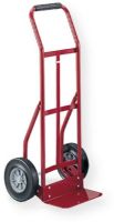Safco 4081R Continuous Handle Standard Duty Truck, Steel Materials, 300 lbs Capacity text, 8" x 14" Toe Plate Size, Two 8" Rubber Wheels Caster/Glide/Wheel Type, 18" W x 16" D x 44" H Overall, UPC 073555408102 (4081R 4081-R 4081 R SAFCO4081R SAFCO-4081R SAFCO 4081R) 