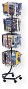 Safco 4128CH Wire Brochure Display, 32 Number of Pockets, 4.5" W x 1" D x 11" H Pocket, 60" H x 15" W x 15" D Overall, Clean wire look allows for full-front view of literature, 4 viewing levels that rotate independently, Welded wire construction, 073555412802, Charcoal Color (4128CH 4128-CH 4128 CH SAFCO4128CH SAFCO-4128CH SAFCO 4128CH) 