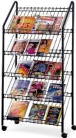 Safco 4129CH Mobile Literature Rack, 5 Number of Pockets, 30" W x 19" D x 19" H Pocket, Mobile on 4 dual wheel casters, Lip height of this rack is 1.50", 63.5" H x 32.5" W x 15.25" D Overall, Extra tall shelves accommodate oversized publications, Slant wire shelves allow unlimited display options, Constructed of welded wire, UPC 073555412901 (4129CH 4129-CH 4129 CH SAFCO4129CH SAFCO-4129CH SAFCO 4129CH) 