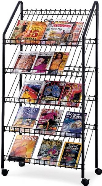 Safco 4129CH Mobile Literature Rack, 5 Number of Pockets, 30