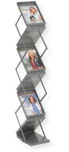 Safco 4132GR Ready-Set-Go! Double Sided Folding Literature Display, 6 Number of Pockets, Metallic Gray Color, Free Standing Style, Double sided display features six pockets, Easily folds after use, Constructed of durable, heavy-gauge steel, 10" W x 13.25" D x 56" H Overall, UPC 073555413236, Gray Color (4132GR 4132-GR 4132 GR SAFCO4132GR SAFCO-4132GR SAFCO 4132GR) 