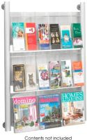 Safco 4134SL Luxe™ Magazine Rack, 1" printed material Compartment Capacity, 9 Magazine or 18 Pamphlet Compartment Quantity, 9 Divider Quantity, Luxe collection, Wall mount only, A sleek and elegant way to display your literature, Aluminum construction,  Silver coat finish, 31.75" W x 5" D x 41" H Overall (4134SL 4134-SL 4134 SL SAFCO4134SL SAFCO-4134SL SAFCO 4134SL 