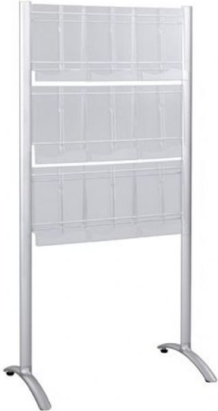 Safco 4135SL Luxe Magazine Floor Rack, Luxe collection, 9 Number of pockets, Acrylic/aluminum Material, Silver Color, 31.75