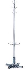 Safco 4168CR Costumer with Umbrella Stand, 21" W x 21" D Base, 3.5" Hook Length Top 4 Hooks, 2.5" Hook Length Bottom 4 Hooks, 3" Distance Between Hooks, 12.2" Diameter of Umbrella Stand, Each hook has a 10 lb weight capacity, Four double hooks, Securely hold up to eight garments, Steel hooks have ball tips, Umbrella stand with drip pan, 70" H x 21" W x 21" D Overall, Chrome Color UPC 073555416817 (4168CR 4168-CR 4168 CR SAFCO4168CR SAFCO-4168CR SAFCO 4168CR) 