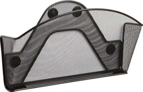 Safco 4176BL Onyx Magnetic Mesh Single File Pocket, With or without accessory organizer, Four heavy-duty magnets, Easily mounts on non-fabric covered surfaces, Can be installed with steel point fasteners, Fits letter-size files, 1.5 lbs capacity, Steel mesh construction, Durable powder coat finish, Set of 6, UPC 073555417623 (4176BL 4176-BL 4176 BL SAFCO4176BL SAFCO-4176-BL SAFCO 4176 BL)
