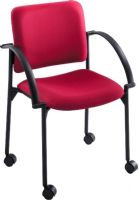 Safco 4184BG Moto Stack Chair, Steel black powder coat frame, Straight legs Base/Leg Type, 17.5" W x 17" D Seat, 13.75" H x 18" W Back, 18'' Seat Height, 18.25'' W x 17.5'' D Seat, 17.25'' W x 14'' H Back, Stack chairs up to 4 high, 2'' Dual wheel casters provide easy mobility without a chair cart, Set of 2, Burgundy Color, UPC 073555418415 (4184BG 4184-BG 4184 BG SAFCO4184BG SAFCO-4184BG SAFCO 4184BG) 