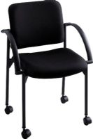 Safco 4184BL Moto Stack Chair, Steel black powder coat frame, Straight legs Base/Leg Type, 17.5" W x 17" D Seat, 13.75" H x 18" W Back, 18'' Seat Height, 18.25'' W x 17.5'' D Seat, 17.25'' W x 14'' H Back, Stack chairs up to 4 high, 2'' Dual wheel casters provide easy mobility without a chair cart, Set of 2, Black Color, UPC 073555418422 (4184BL 4184-BL 4184 BL SAFCO4184BL SAFCO-4184BL SAFCO 4184BL) 