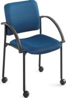 Safco 4184BU Moto Stack Chair, Steel black powder coat frame, Straight legs Base/Leg Type, 17.5" W x 17" D Seat, 13.75" H x 18" W Back, 18'' Seat Height, 18.25'' W x 17.5'' D Seat, 17.25'' W x 14'' H Back, Stack chairs up to 4 high, 2'' Dual wheel casters provide easy mobility without a chair cart, Set of 2, Blue Color, UPC 073555418439 (4184BU 4184-BU 4184 BU SAFCO4184BU SAFCO-4184BU SAFCO 4184BU) 